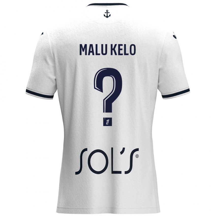 Mujer Camiseta Yohann Malu Kelo #0 Blanco Azul Oscuro 2ª Equipación 2024/25 La Camisa Chile