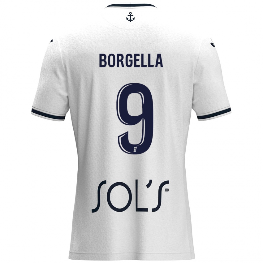 Mujer Camiseta Roselord Borgella #9 Blanco Azul Oscuro 2ª Equipación 2024/25 La Camisa Chile