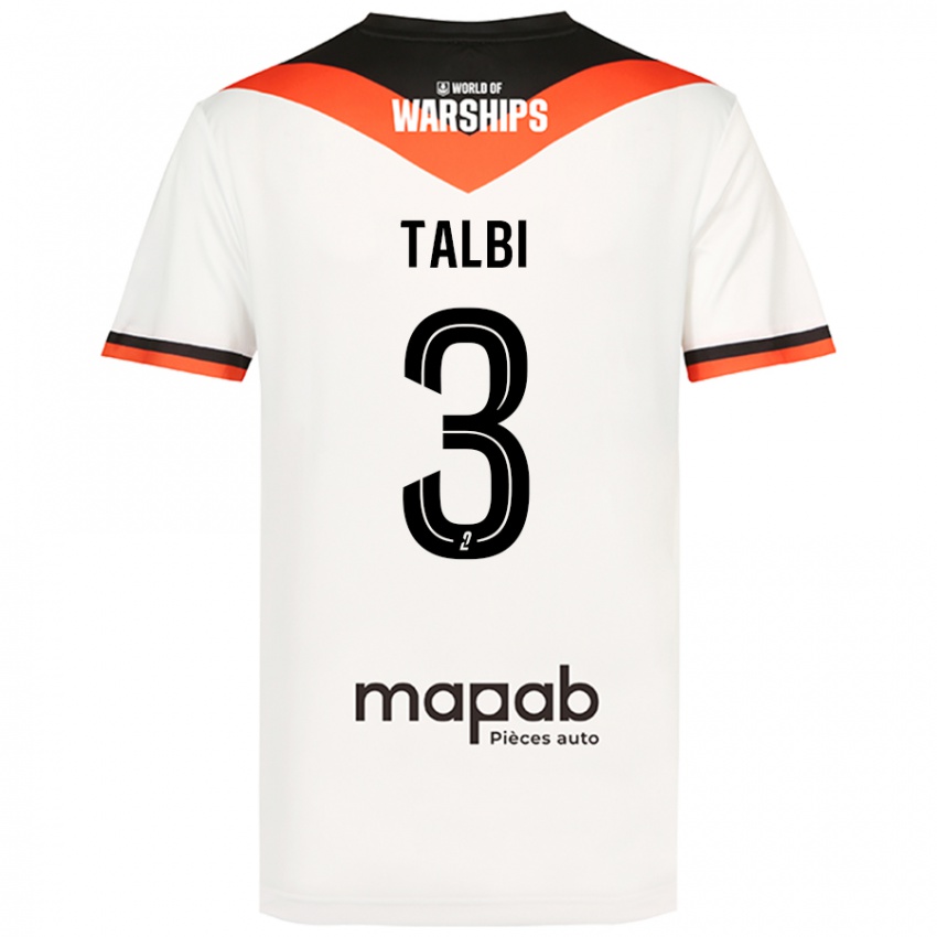 Mujer Camiseta Montassar Talbi #3 Blanco 2ª Equipación 2024/25 La Camisa Chile