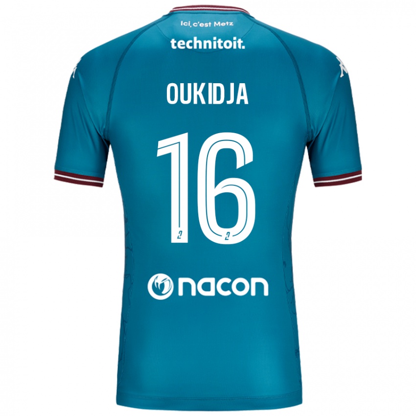 Mujer Camiseta Alexandre Oukidja #16 Azul Petróleo 2ª Equipación 2024/25 La Camisa Chile