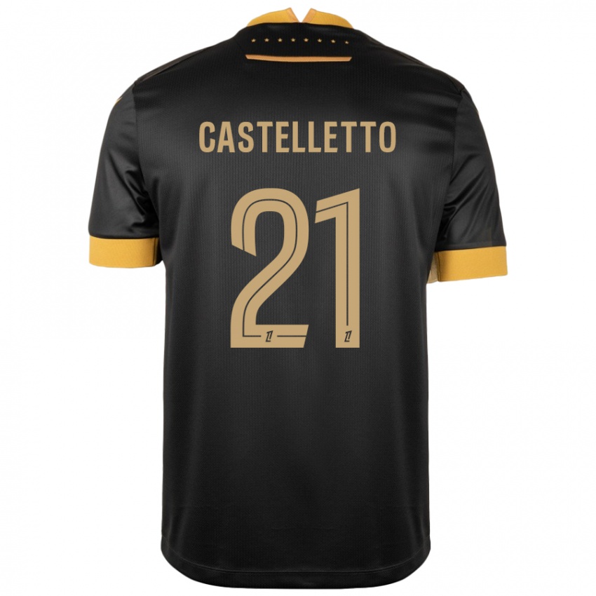 Mujer Camiseta Jean-Charles Castelletto #21 Negro Marrón 2ª Equipación 2024/25 La Camisa Chile