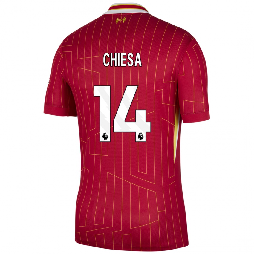 Niño Camiseta Federico Chiesa #14 Rojo Amarillo Blanco 1ª Equipación 2024/25 La Camisa Chile