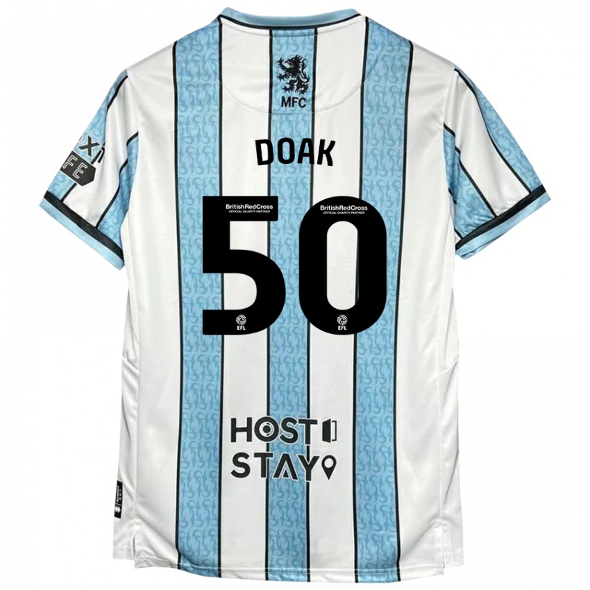 Niño Camiseta Ben Doak #50 Blanco Azul 2ª Equipación 2024/25 La Camisa Chile