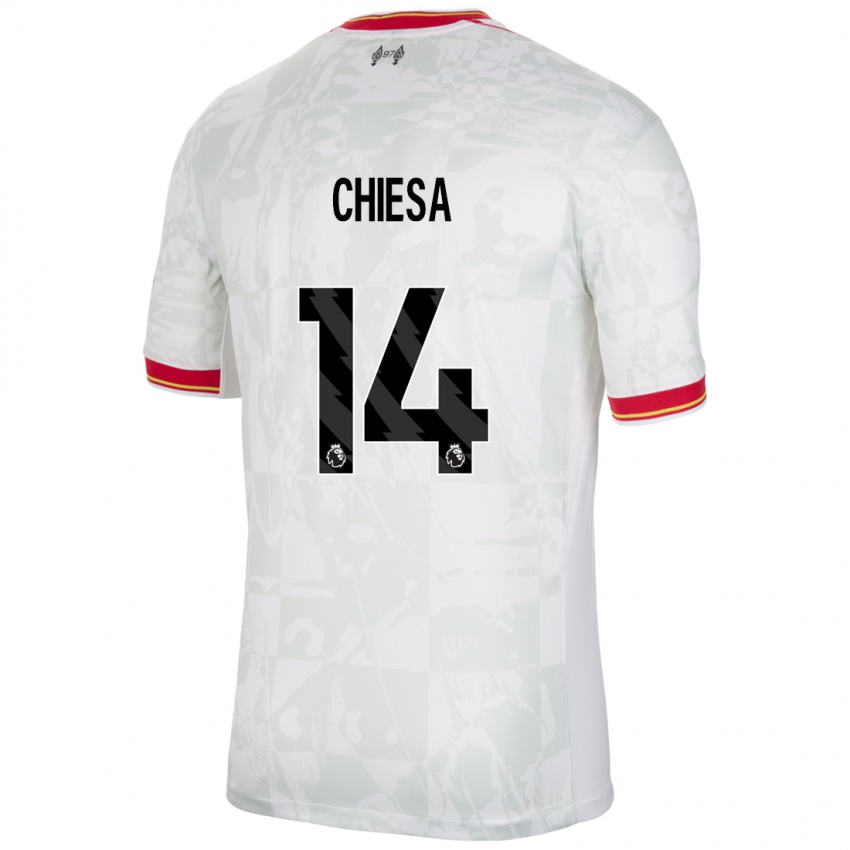 Niño Camiseta Federico Chiesa #14 Blanco Rojo Negro Equipación Tercera 2024/25 La Camisa Chile