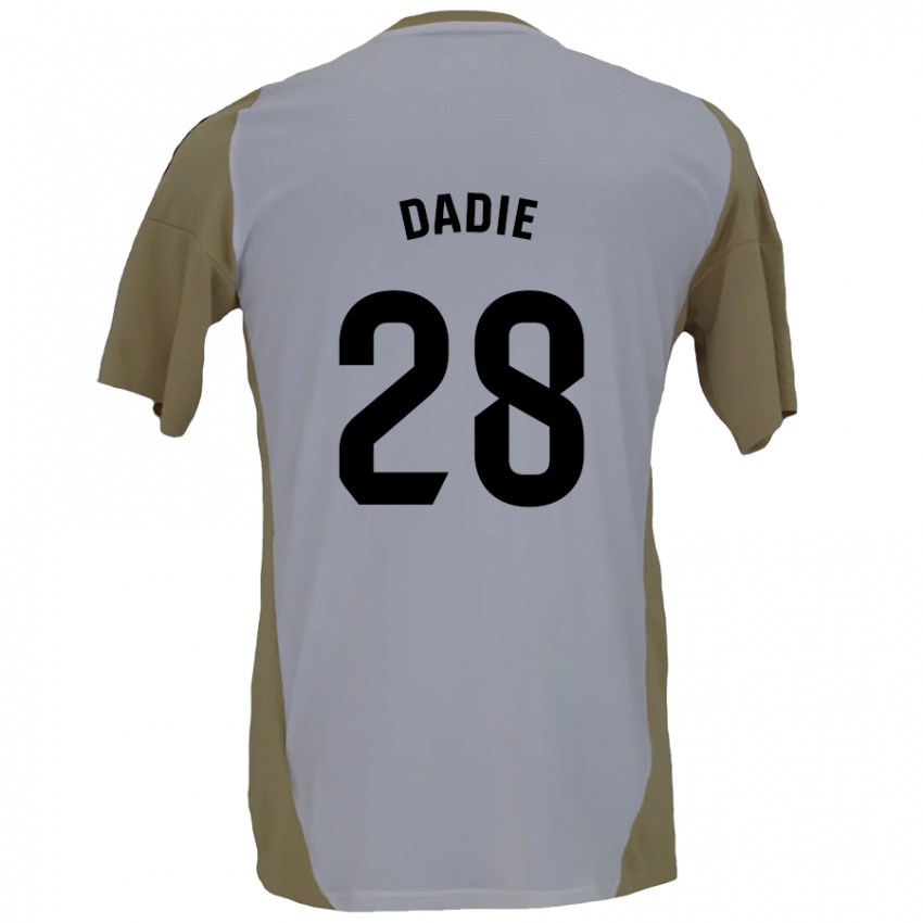 Niño Camiseta Alberto Dadie #28 Marrón Blanco 2ª Equipación 2024/25 La Camisa Chile