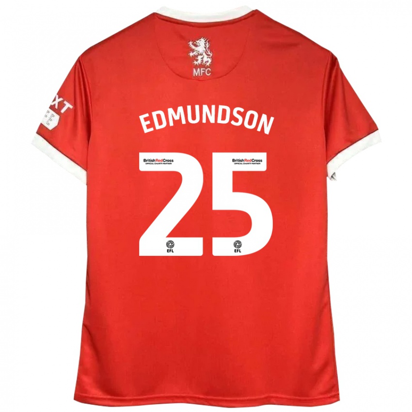 Niño Camiseta George Edmundson #25 Rojo Blanco 1ª Equipación 2024/25 La Camisa Chile