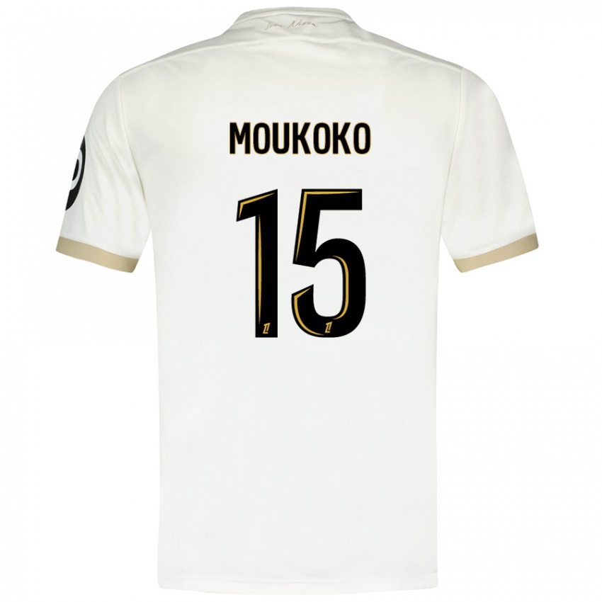 Mujer Camiseta Youssoufa Moukoko #15 Blanco Dorado 2ª Equipación 2024/25 La Camisa Chile