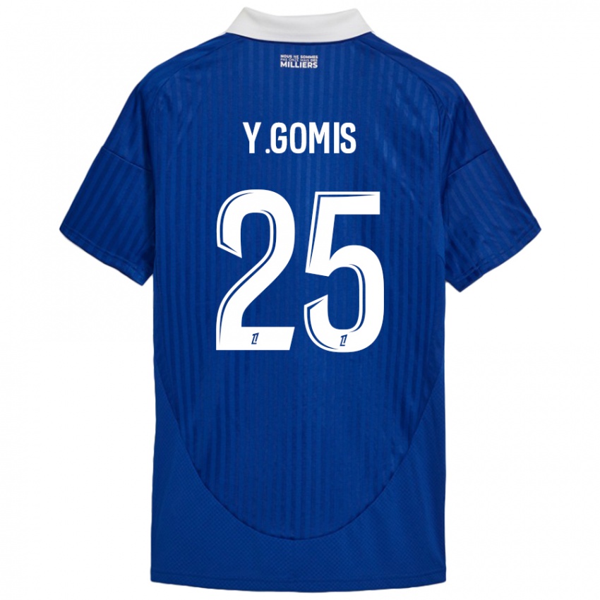 Mujer Camiseta Yoni Gomis #25 Azul Blanco 1ª Equipación 2024/25 La Camisa Chile