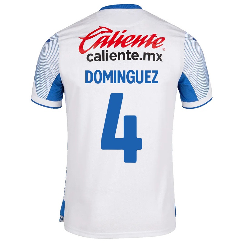 Mujer Camiseta Julio Dominguez #4 Blanco 2ª Equipación 2021/22 La Camisa Chile