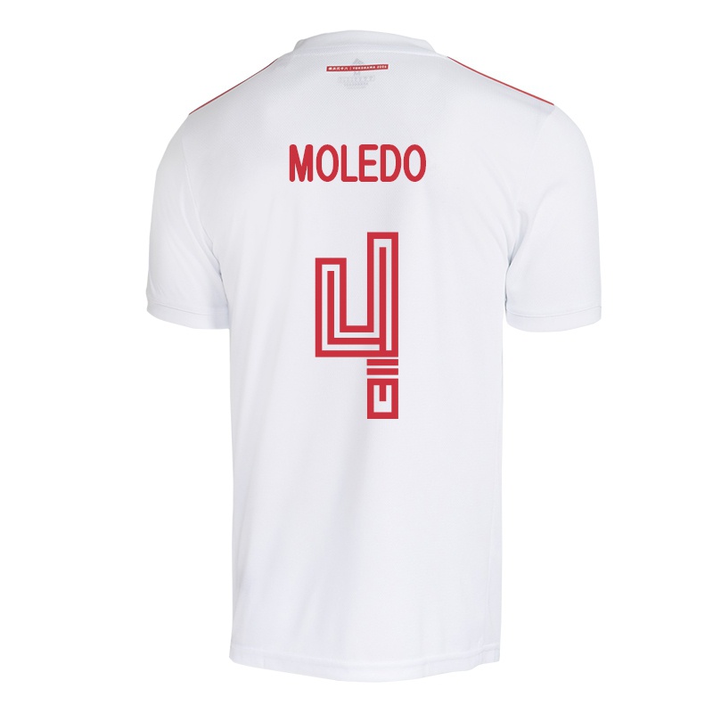 Mujer Camiseta Rodrigo Moledo #4 Blanco 2ª Equipación 2021/22 La Camisa Chile