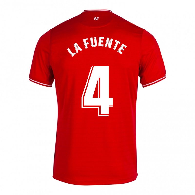 Mujer Camiseta Adrian De La Fuente #4 Rojo 2ª Equipación 2021/22 La Camisa Chile