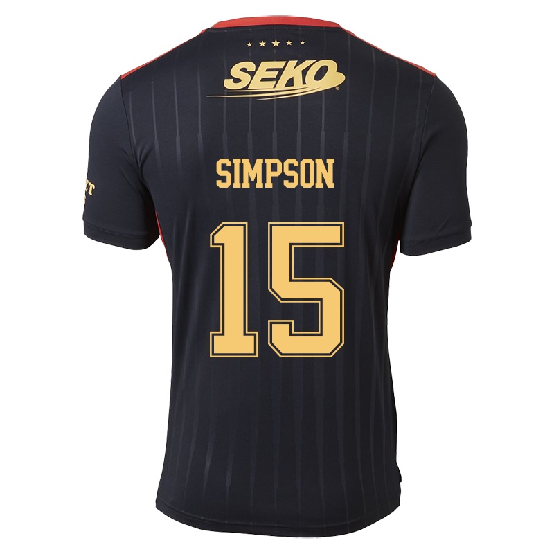 Mujer Camiseta Jack Simpson #15 Negro 2ª Equipación 2021/22 La Camisa Chile