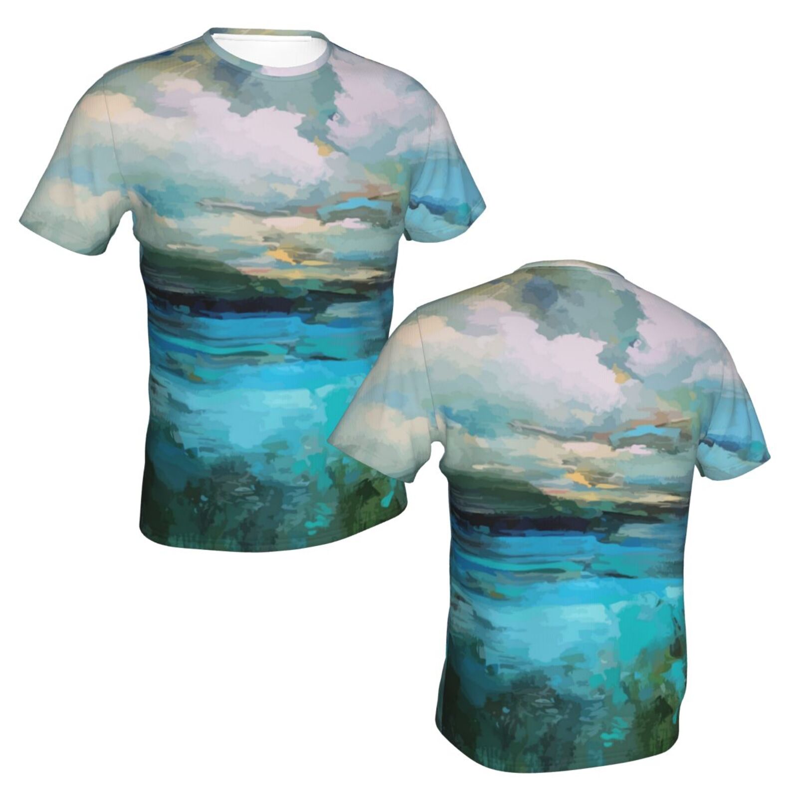 Camiseta Chile Clásica Nubes Sobre Los Elementos De Pintura Del Lago